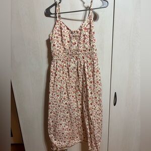 Old Navy Pink and Orange Pleated Maxi Sundress